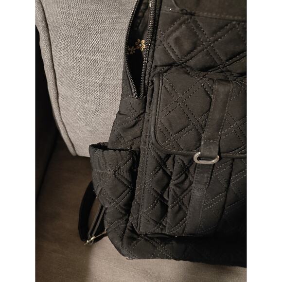 Vera Bradley Campus Backpack Purse Black Quilt Microfiber Utility Academia Boho main image 4
